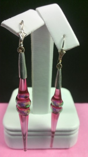 Handmade Pink Fancy Glass Earrings